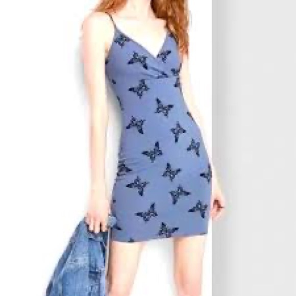 Wild Fable Blue Dress with Black Butterfly Pattern - Picture 4 of 4
